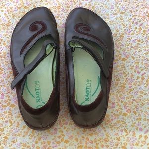 NAOT burgundy Mary Jane shoes.